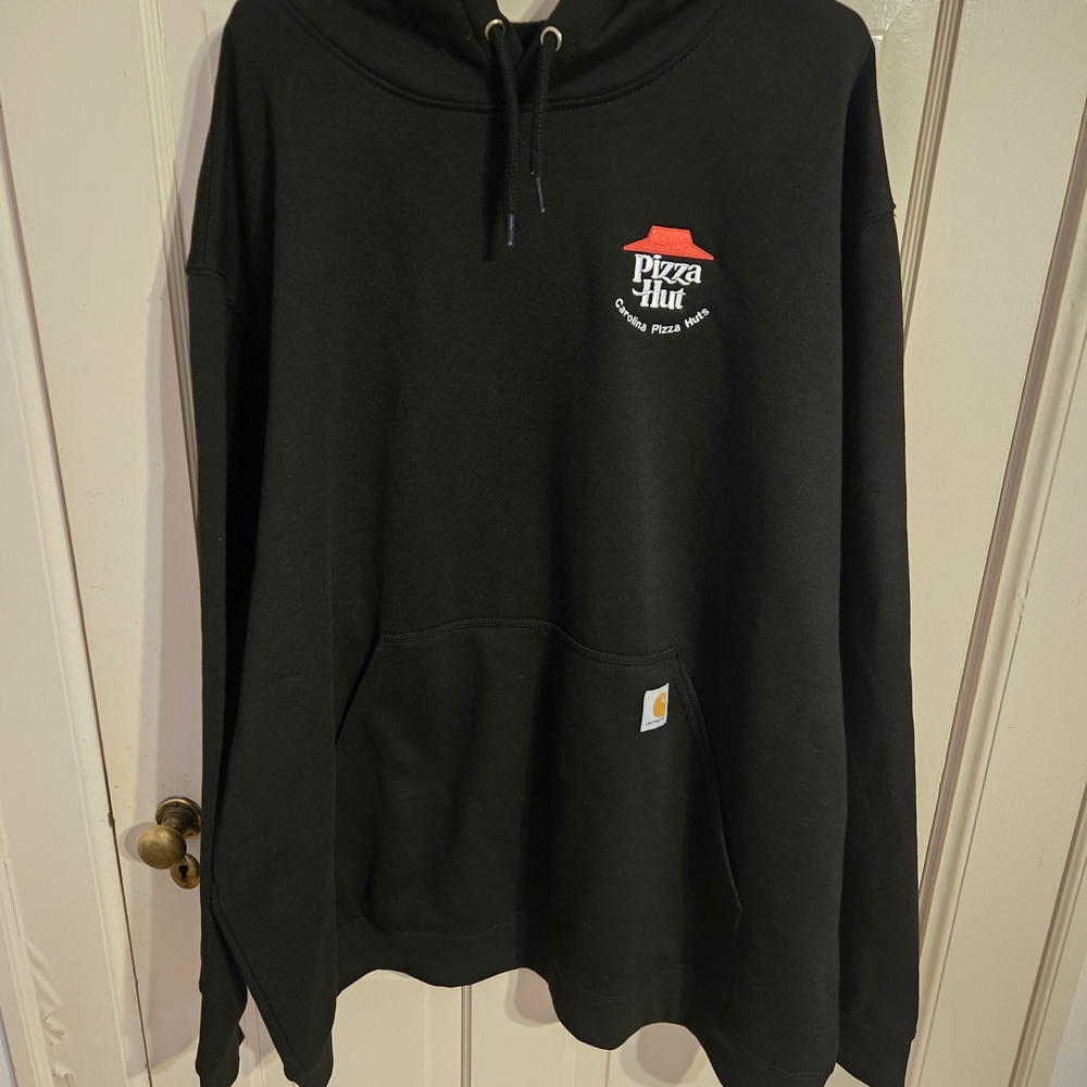 Carhartt Black Crewneck Hoodie with Red Pizza Hut Logo
